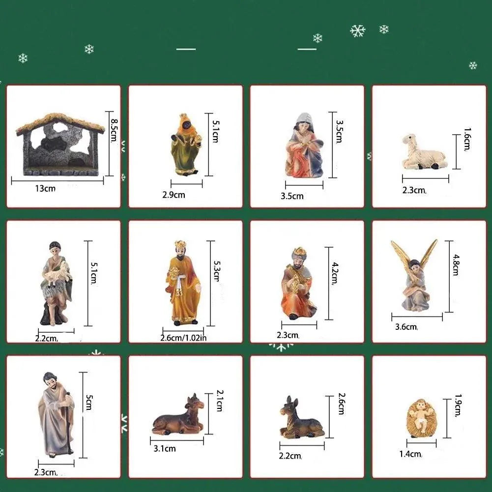 12-Piece Nativity Scene Set with Decorative Figurines-Viarello