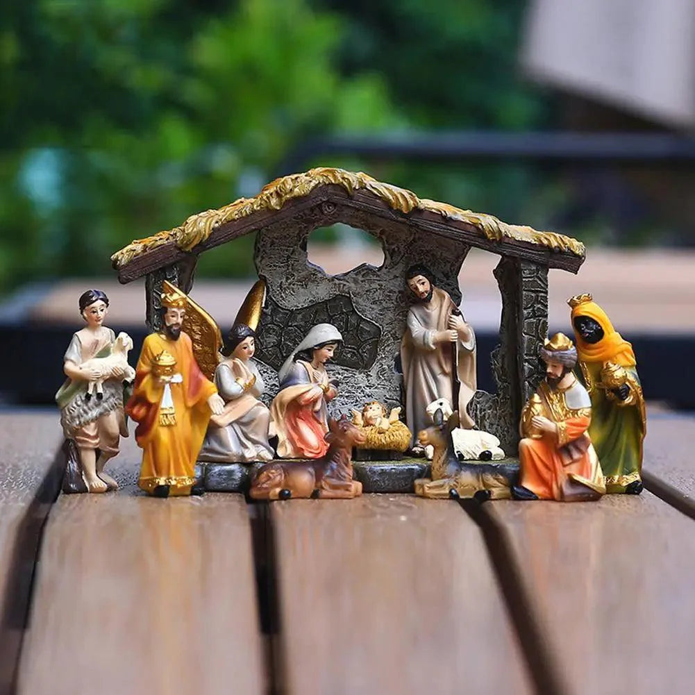 12-Piece Nativity Scene Set with Decorative Figurines-Viarello