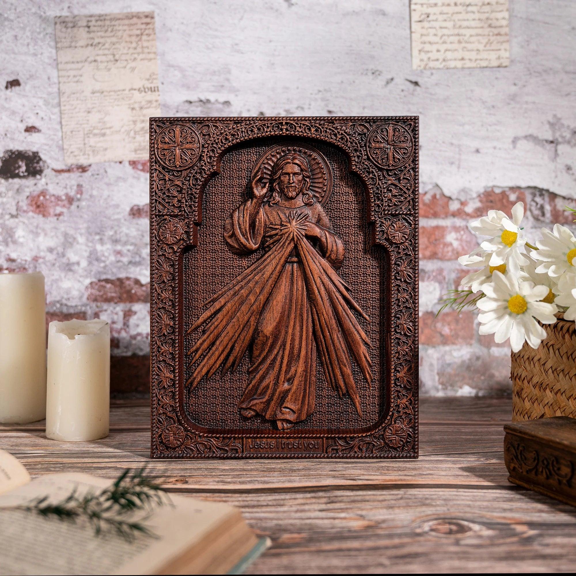 Divine Mercy Jesus Christ in Wood-Viarello