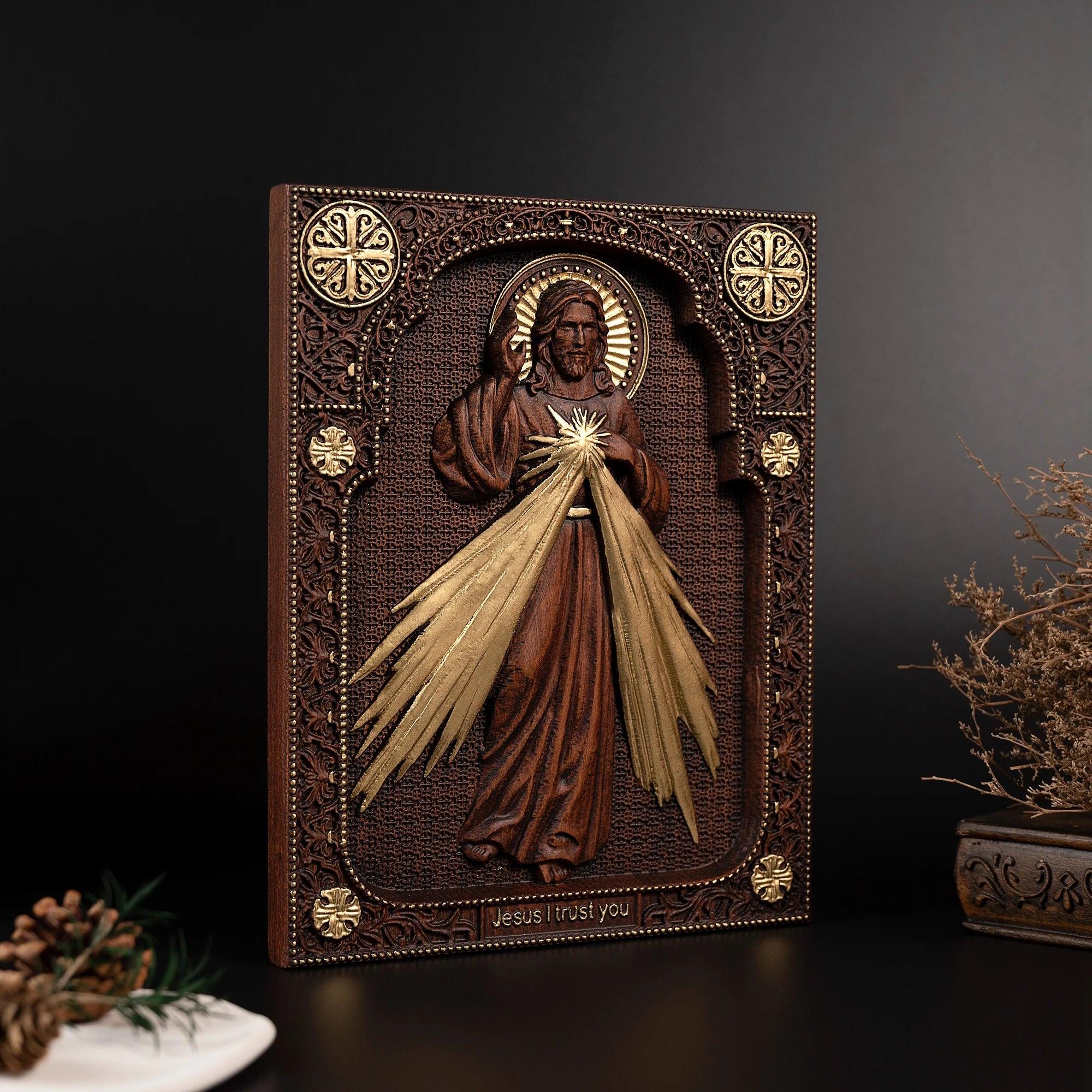 Divine Mercy Jesus Christ in Wood-Viarello