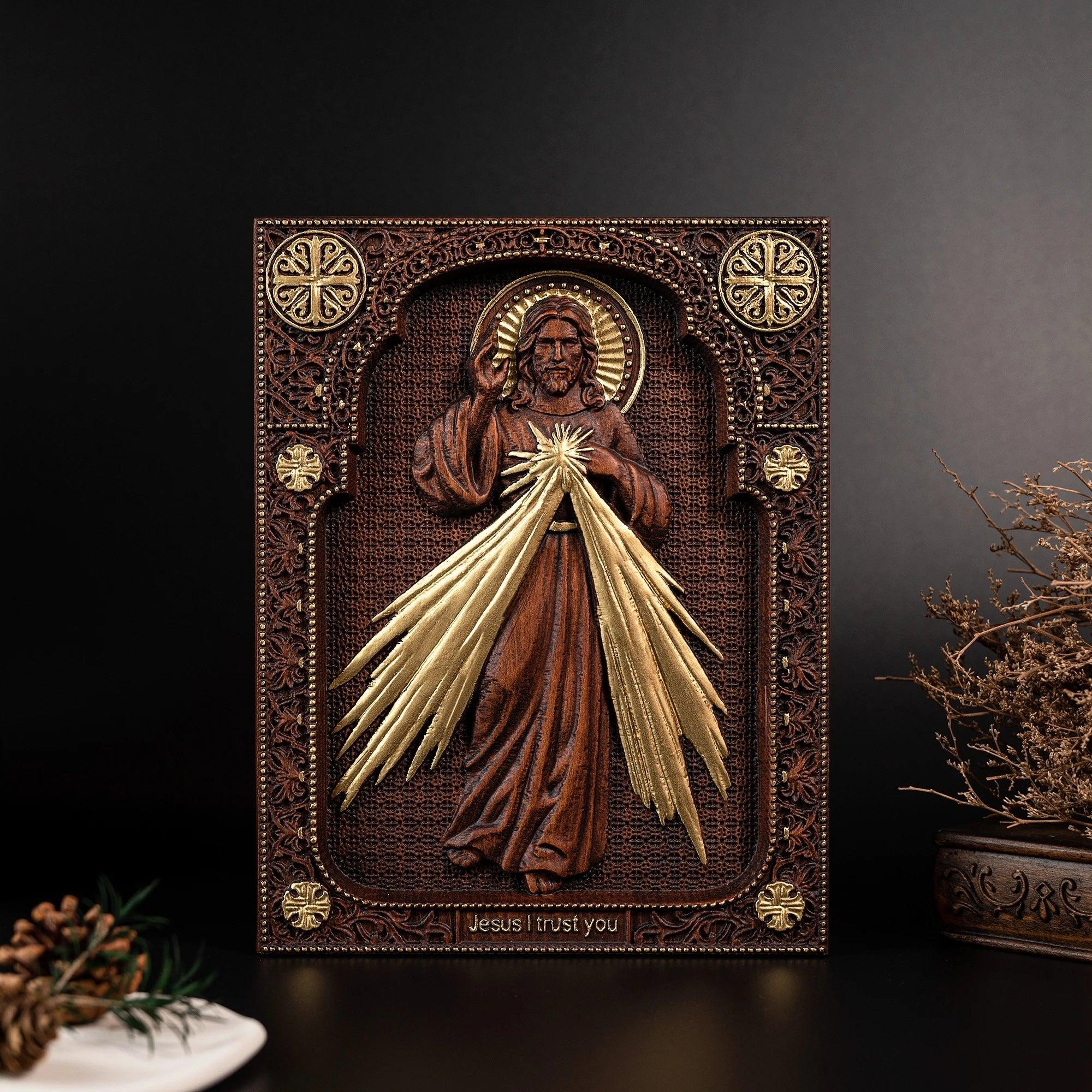 Divine Mercy Jesus Christ in Wood-Viarello