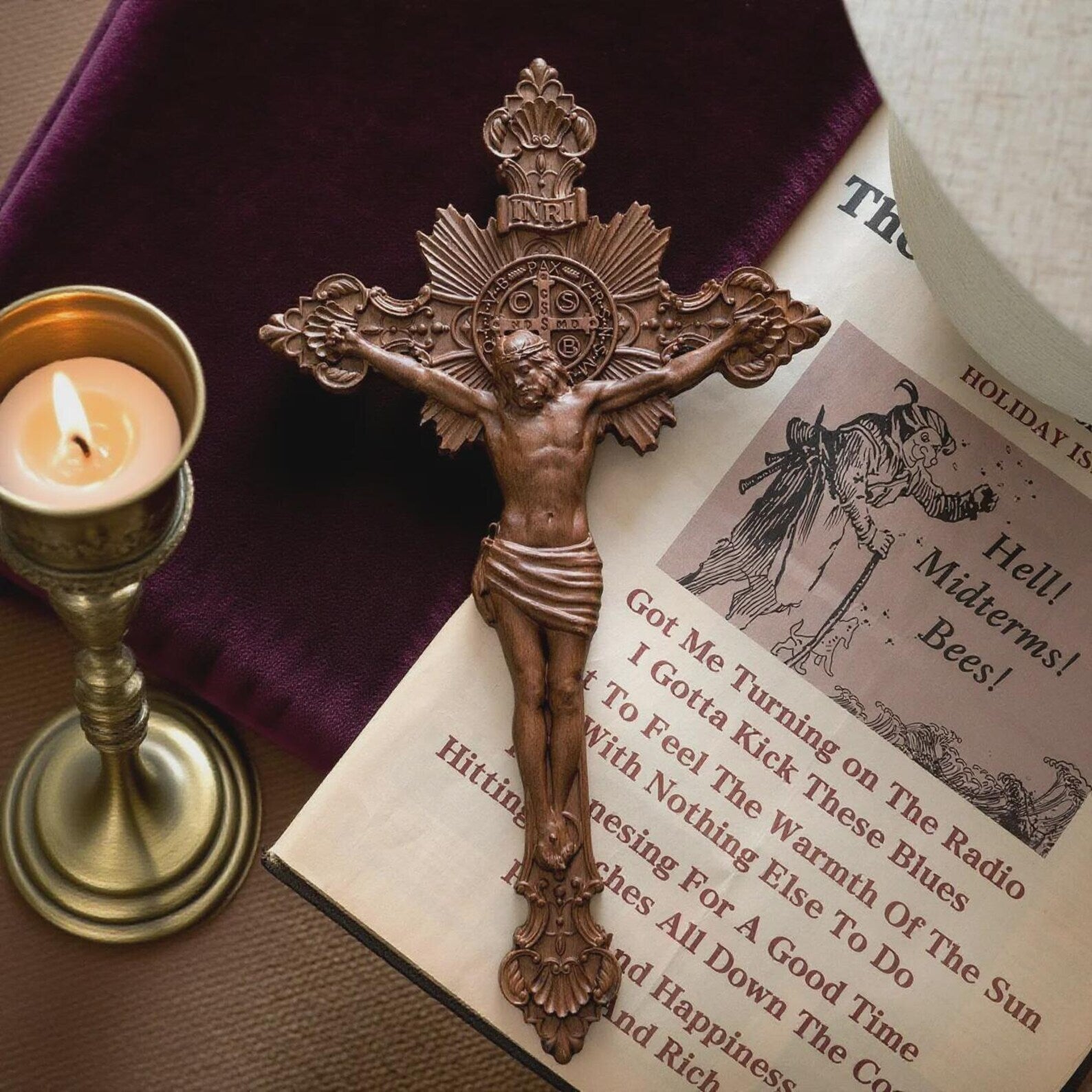 Exorcist Cross of Saint Benedict Carved in Wood-Viarello