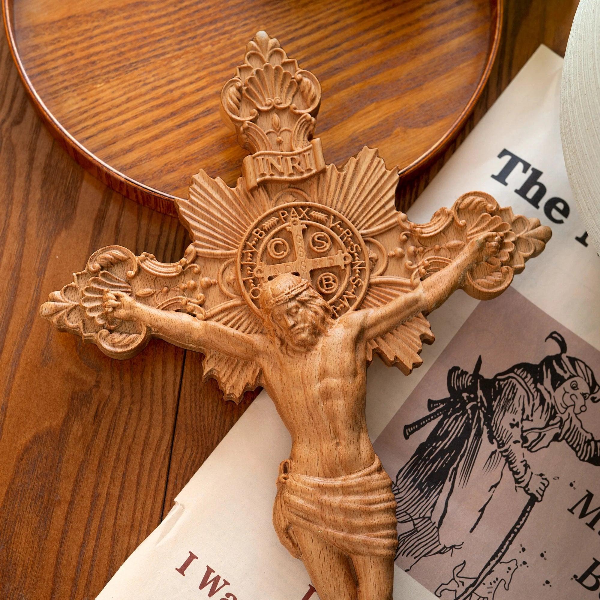 Exorcist Cross of Saint Benedict Carved in Wood-Viarello