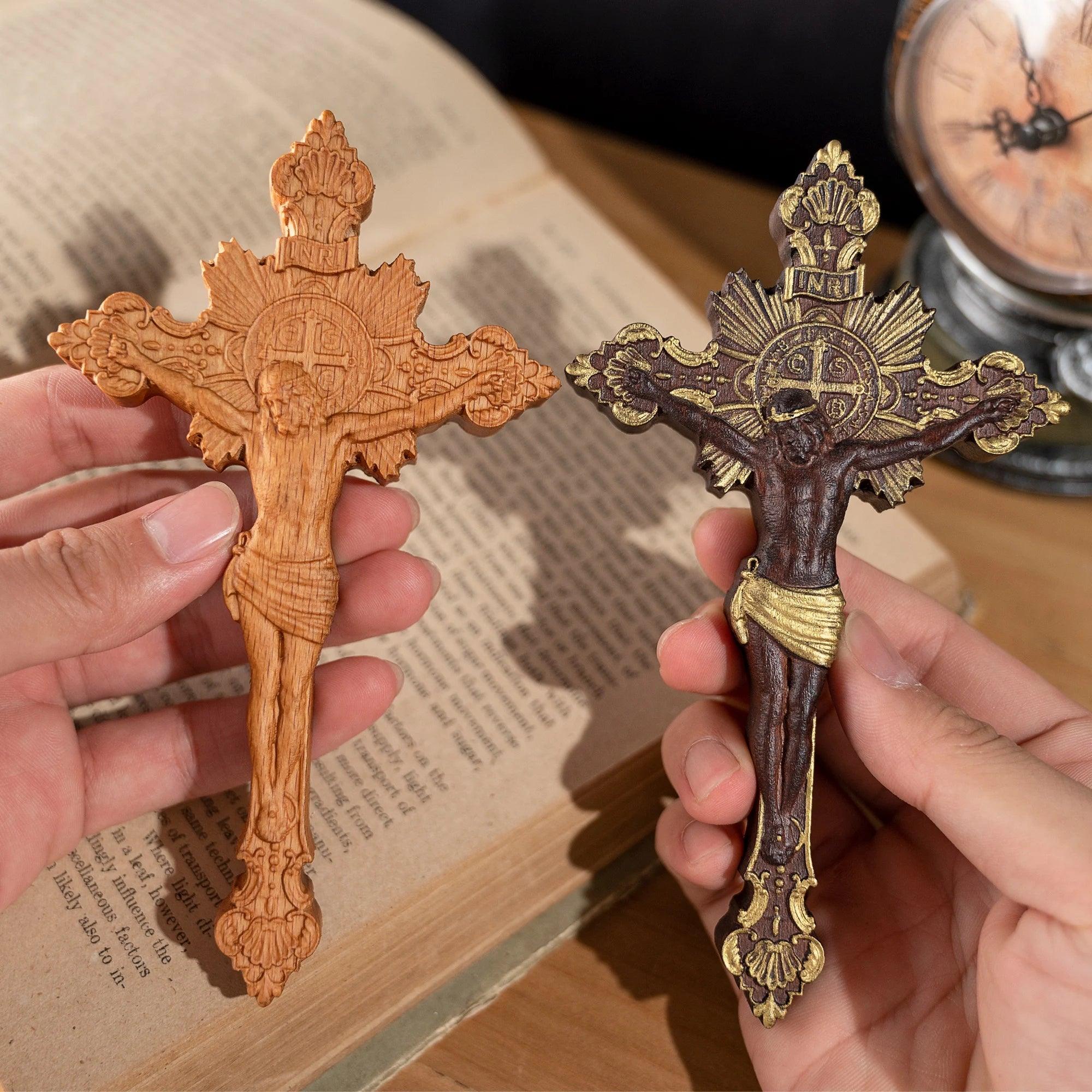 Exorcist Cross of Saint Benedict Carved in Wood-Viarello