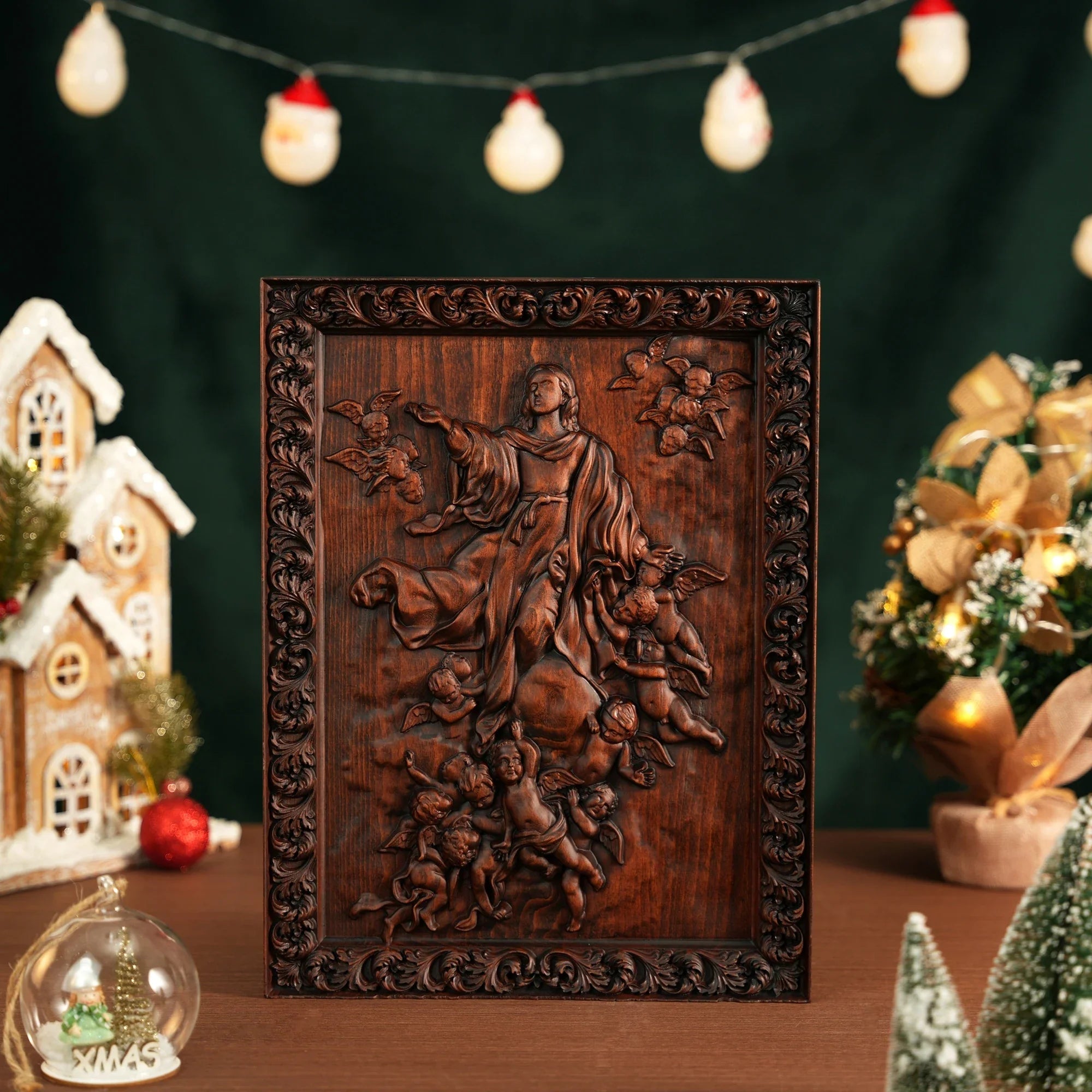 Immaculate Conception Painting in Wood-Viarello
