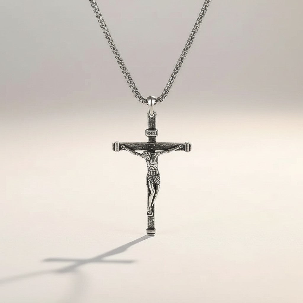 Jesus Christ Crucifix in 925k Silver-Viarello