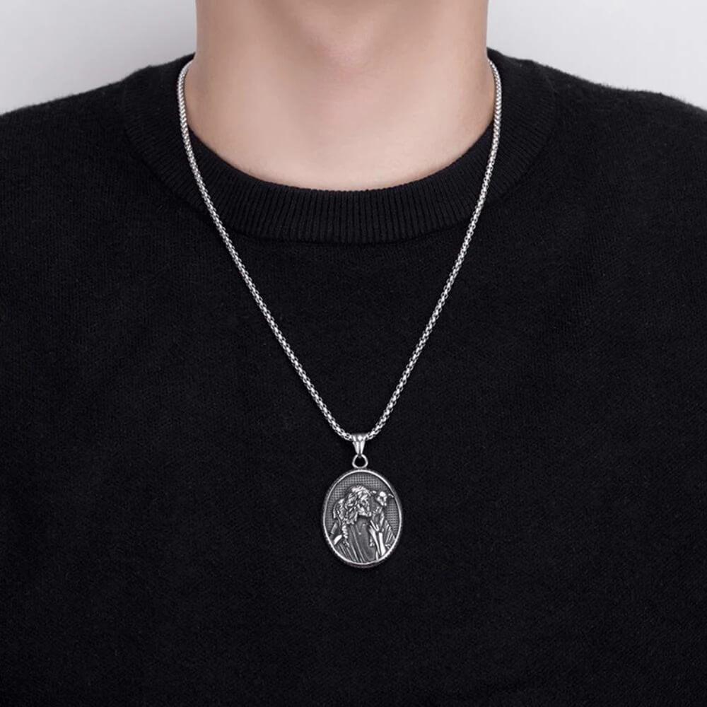 Jesus Christ Shepherd Necklace with Lamb-Viarello