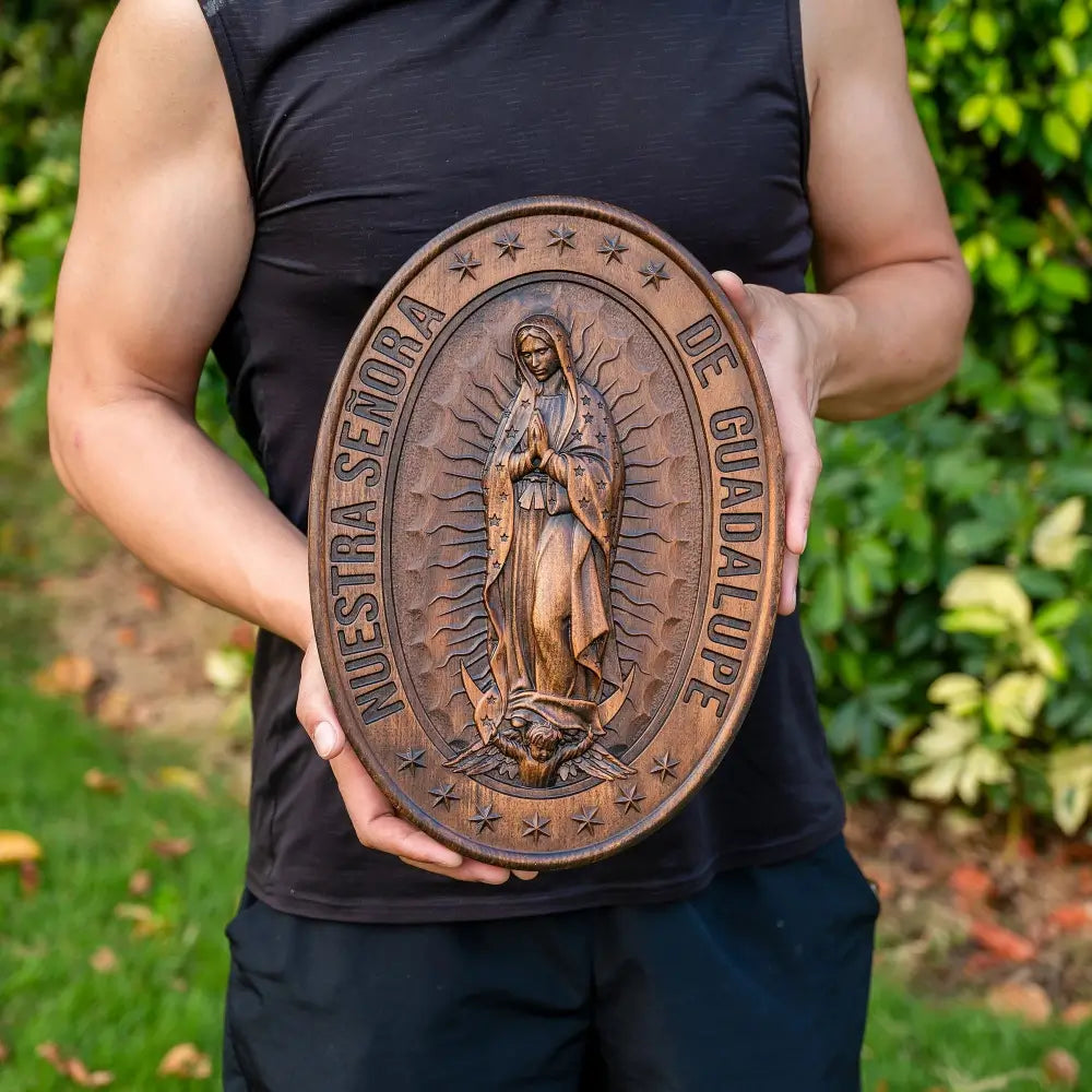 Large Wooden Sculpture of Our Lady of Guadalupe-Viarello