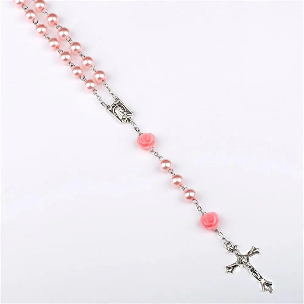 Rosary of the Virgin Mary with Roses and Glass Beads-Viarello