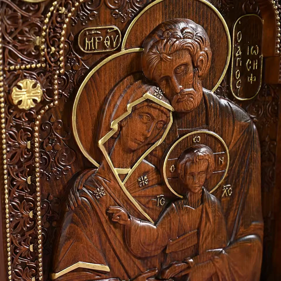 Sacred Family Sculpture in Wood-Viarello