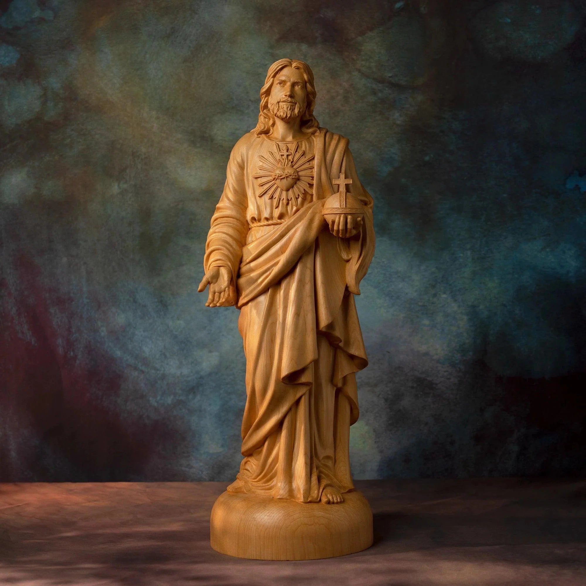 Sacred Heart of Jesus Statue in Wood-Viarello