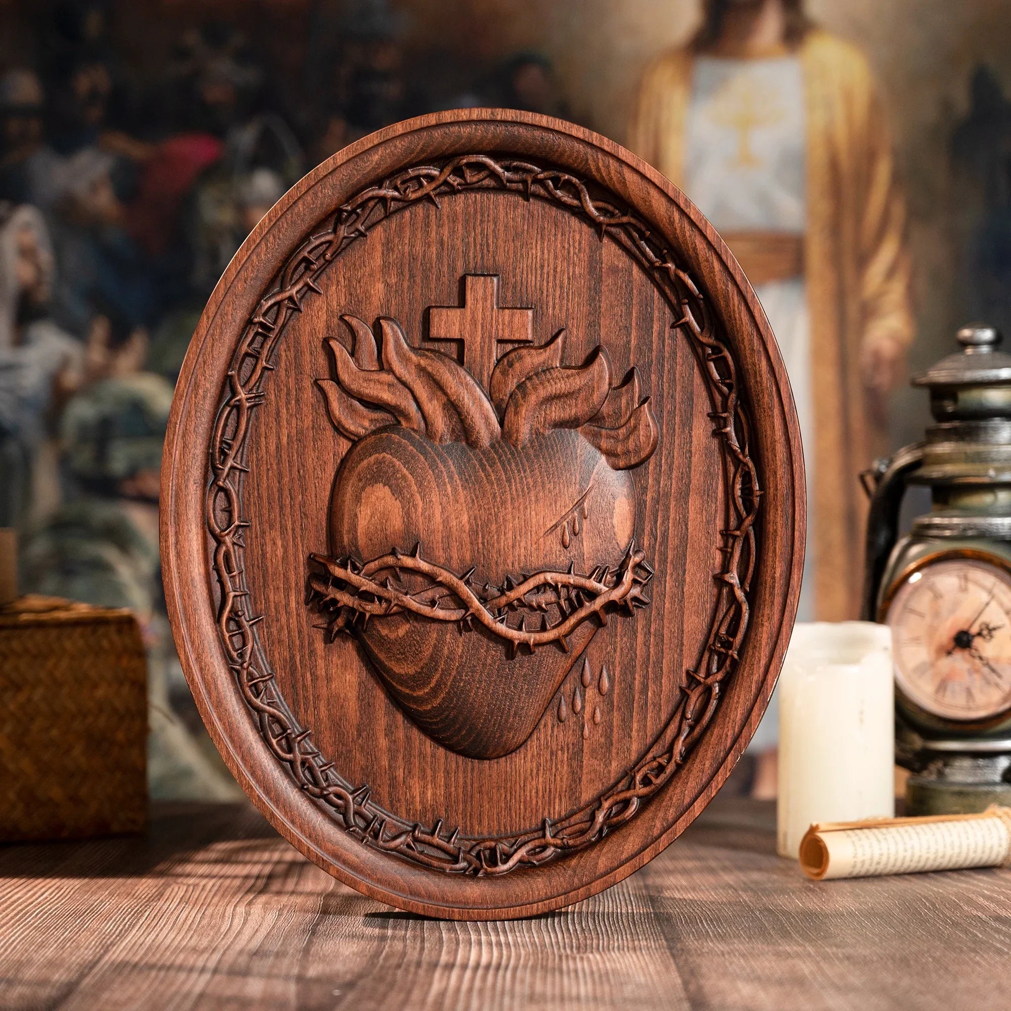 Sacred Hearts Sculptures in Wood-Viarello