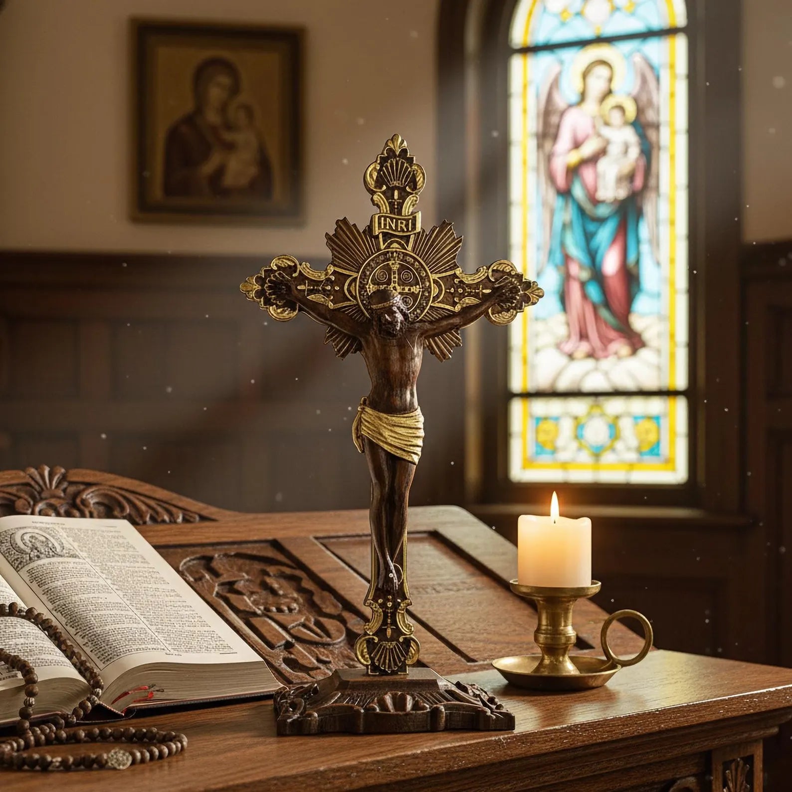 Saint Benedict Exorcist Cross (FREE GIFT: TABLE STAND)-Viarello