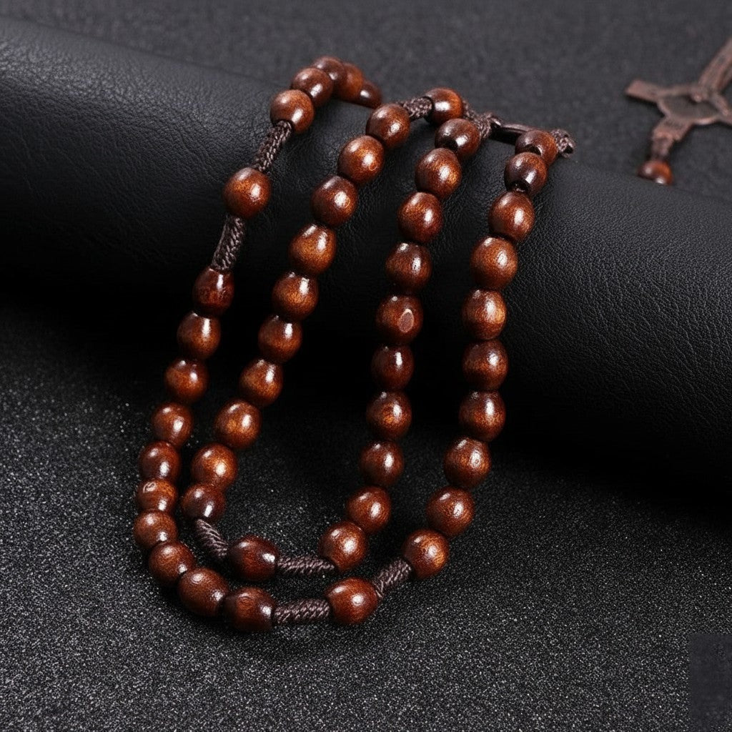 Saint Benedict Medal Rosary — Brown-Viarello
