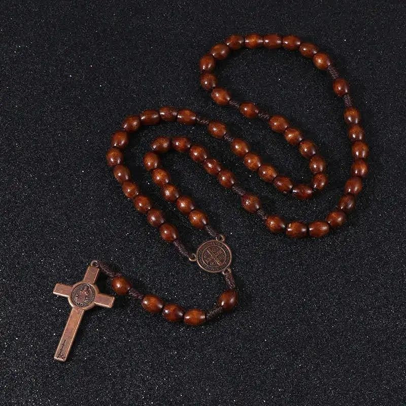 Saint Benedict Medal Rosary — Brown-Viarello