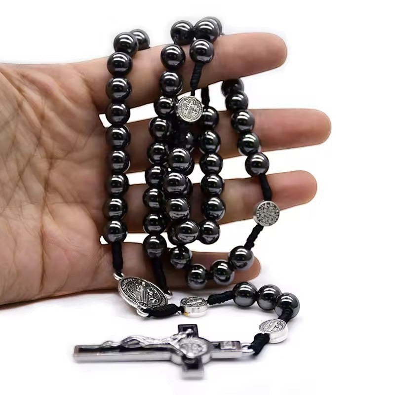 St. Benedict Hematite Rosary-Viarello