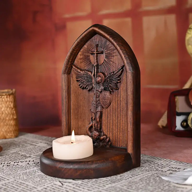 Wooden Candlestick of Saint Michael the Archangel-Viarello