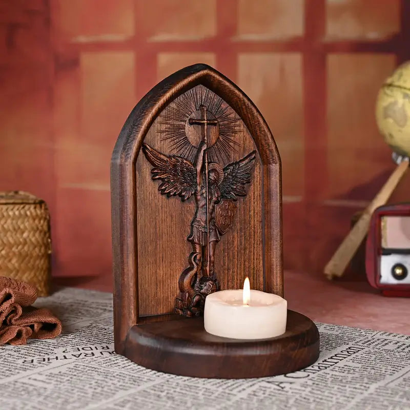 Wooden Candlestick of Saint Michael the Archangel-Viarello