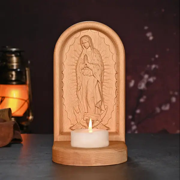 Wooden Candlestick Our Lady of Guadalupe-Viarello