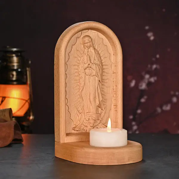 Wooden Candlestick Our Lady of Guadalupe-Viarello