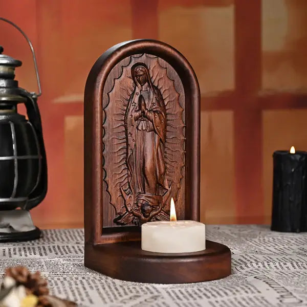 Wooden Candlestick Our Lady of Guadalupe-Viarello