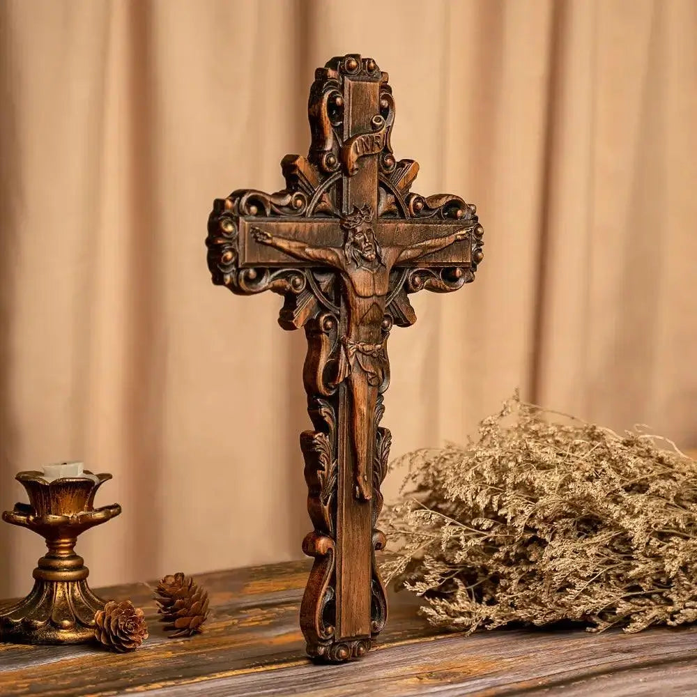 Wooden Crucifix of Jesus Christ for Wall Mounting-Viarello