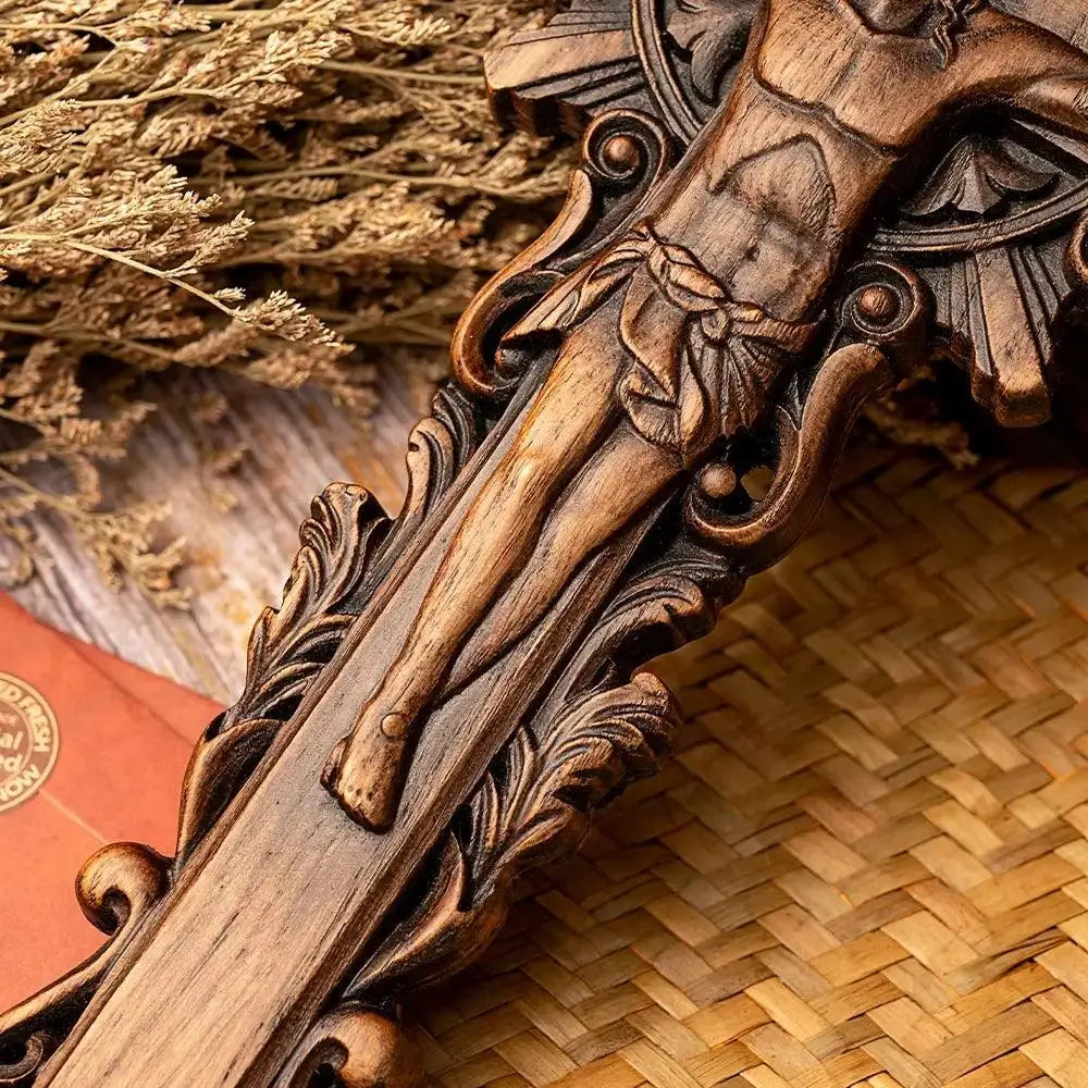 Wooden Crucifix of Jesus Christ for Wall Mounting-Viarello