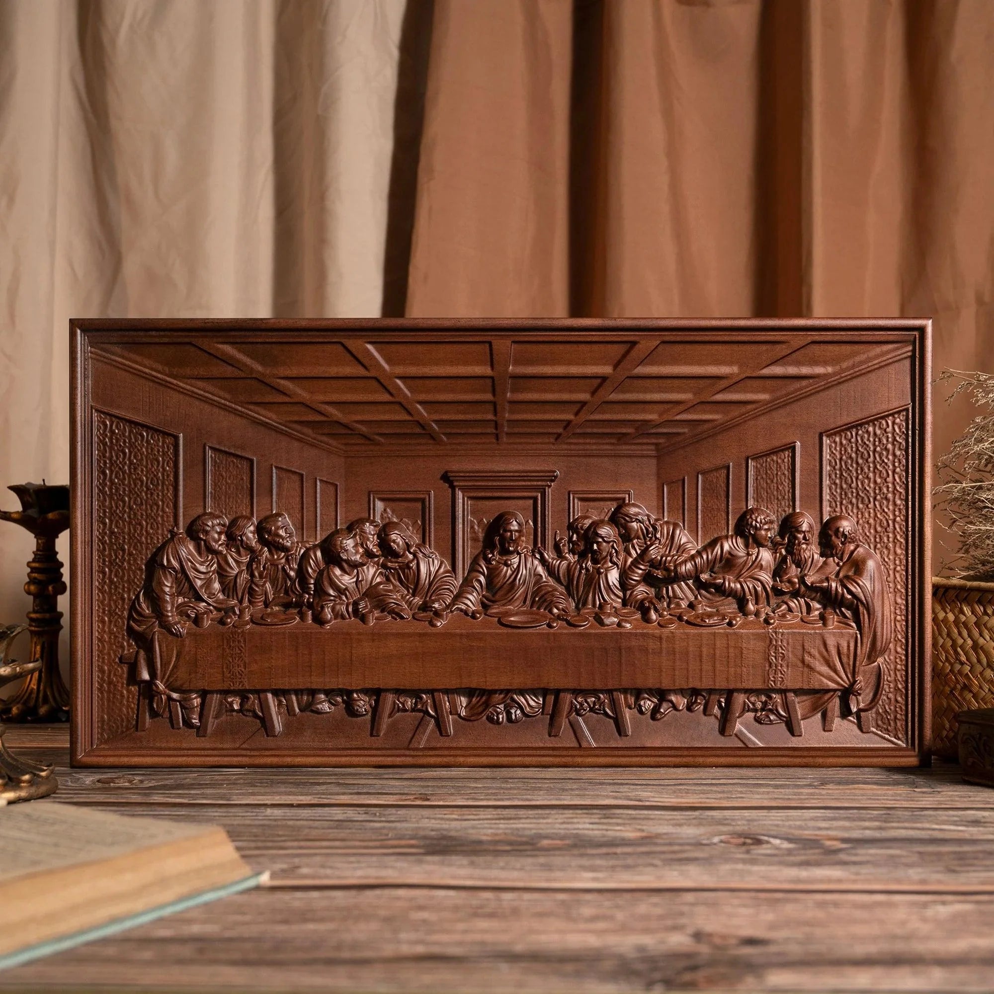 Wooden Last Supper Painting-Viarello