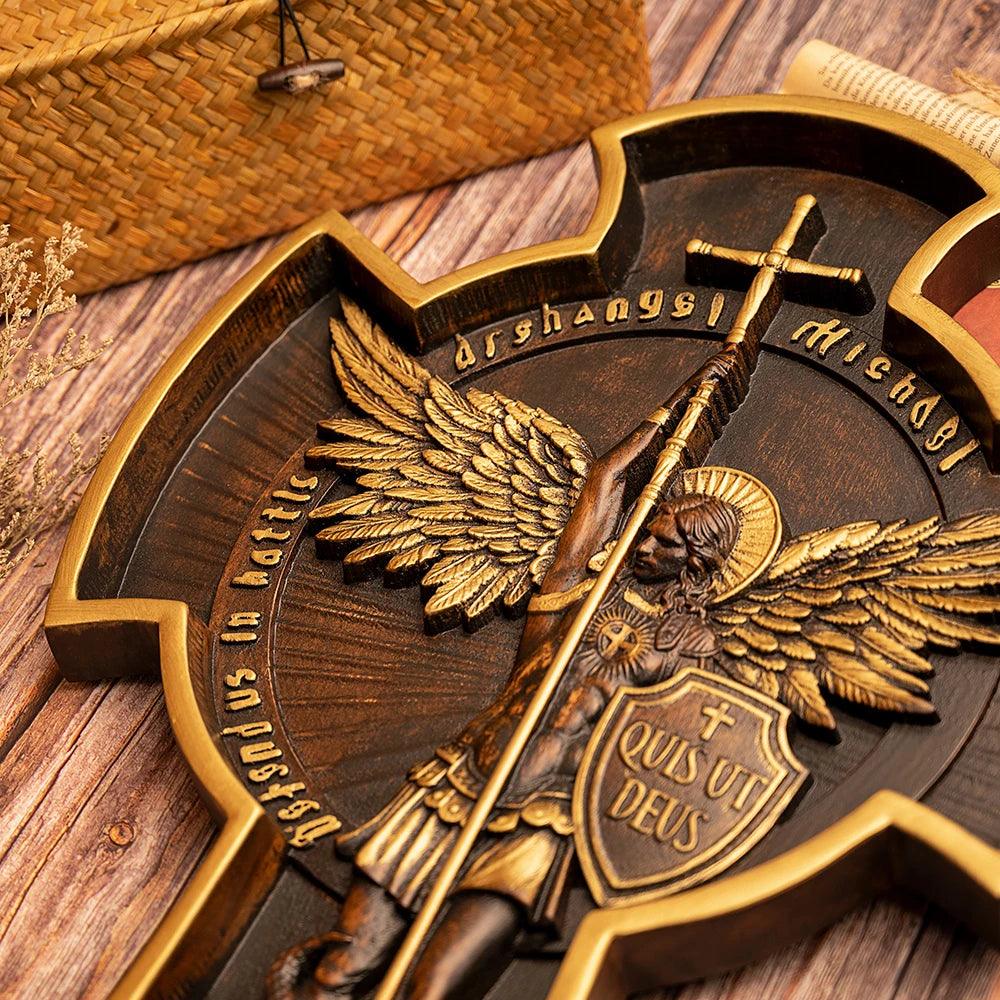 Wooden sculpture of Saint Michael the Archangel.-Viarello