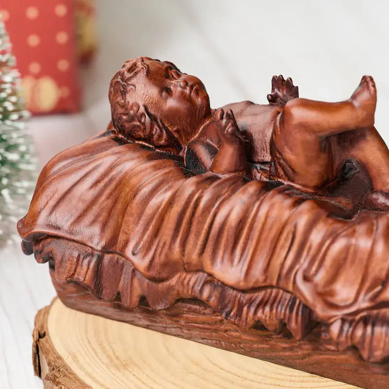 Wooden Sculpture of the Baby Jesus - The Light of the Newborn-Viarello