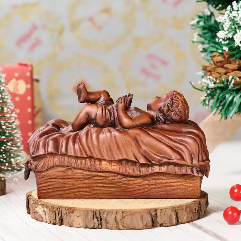 Wooden Sculpture of the Baby Jesus - The Light of the Newborn-Viarello