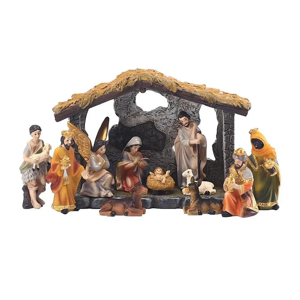 12-Piece Nativity Scene Set with Decorative Figurines-Viarello