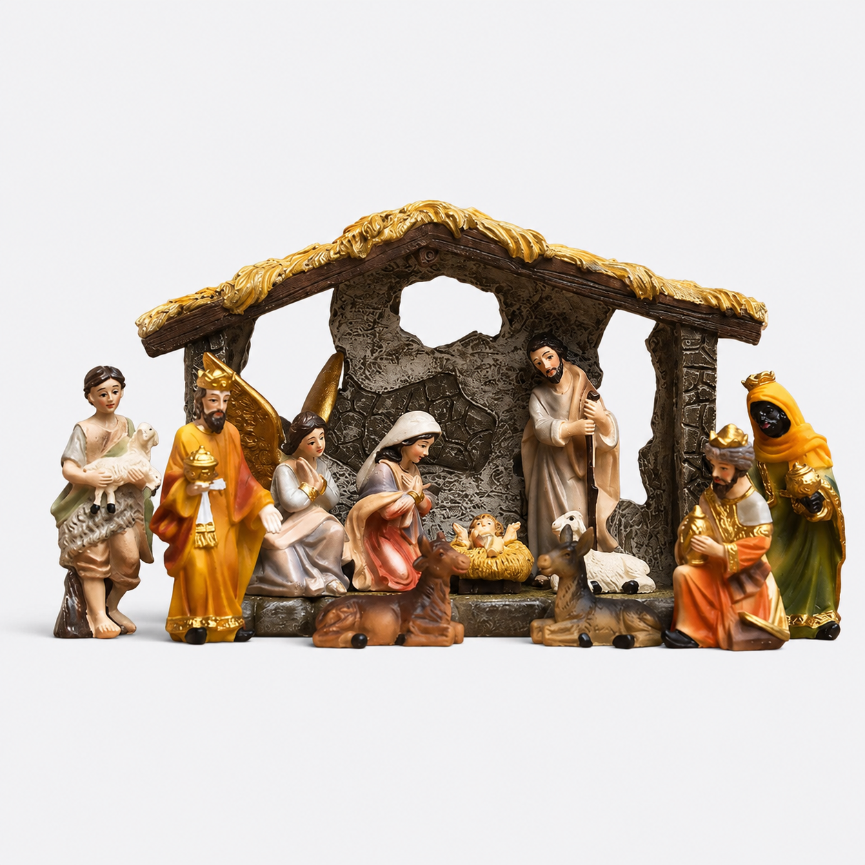 12-Piece Nativity Scene Set with Decorative Figurines-Viarello