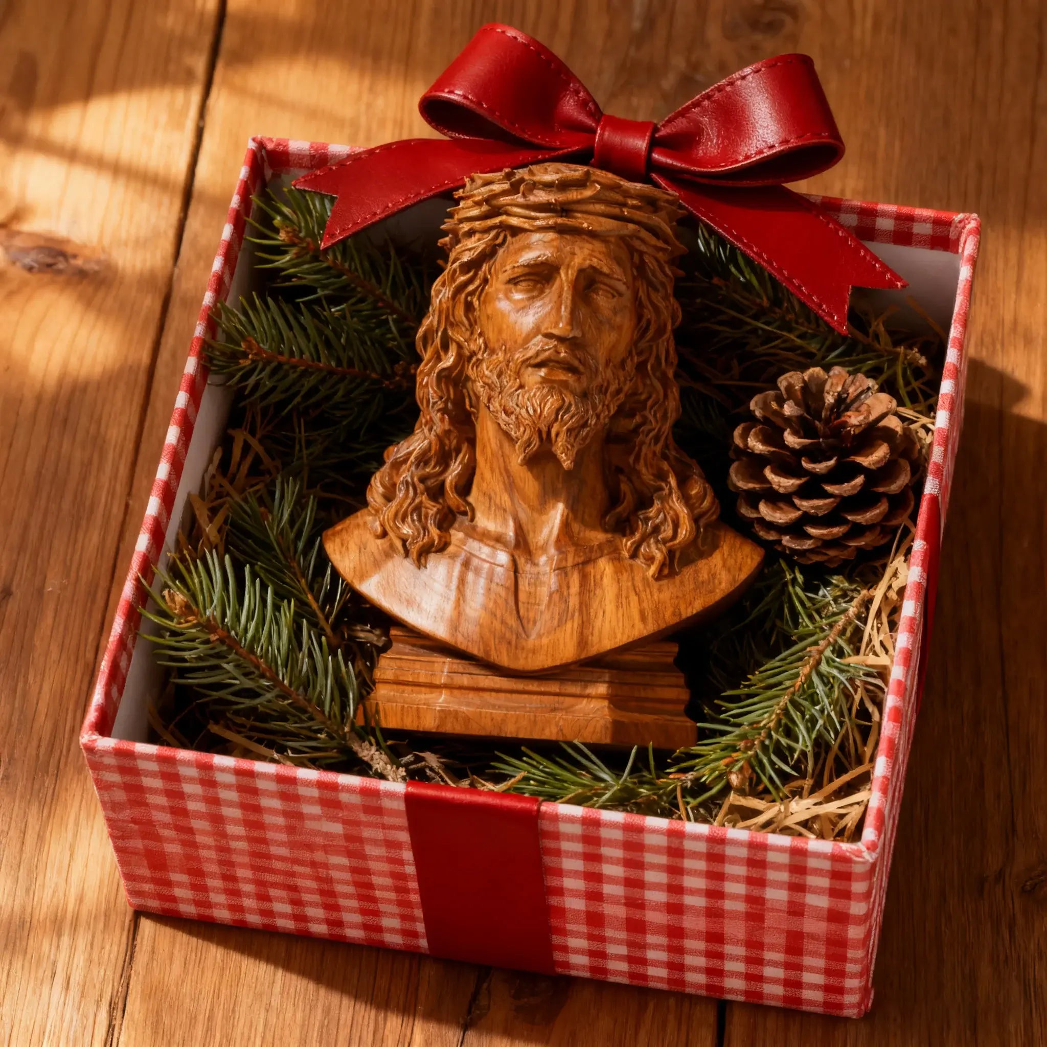 Bust of Jesus Christ Crowned with Thorns in Wood-Viarello
