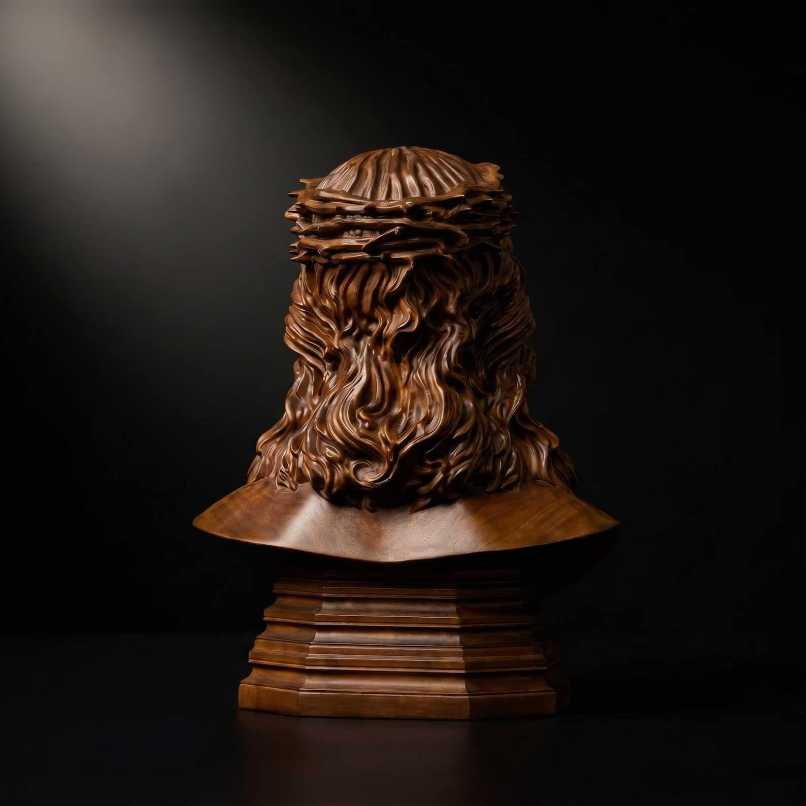 Bust of Jesus Christ Crowned with Thorns in Wood-Viarello