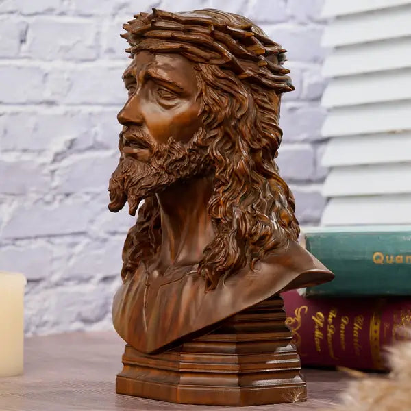 Bust of Jesus Christ Crowned with Thorns in Wood-Viarello