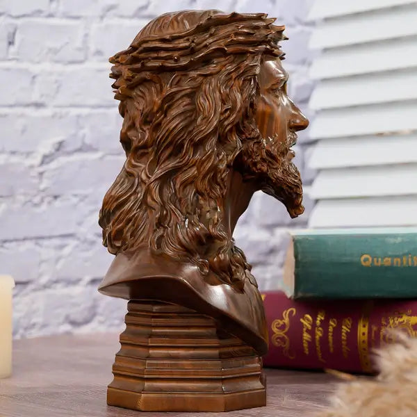 Bust of Jesus Christ Crowned with Thorns in Wood-Viarello