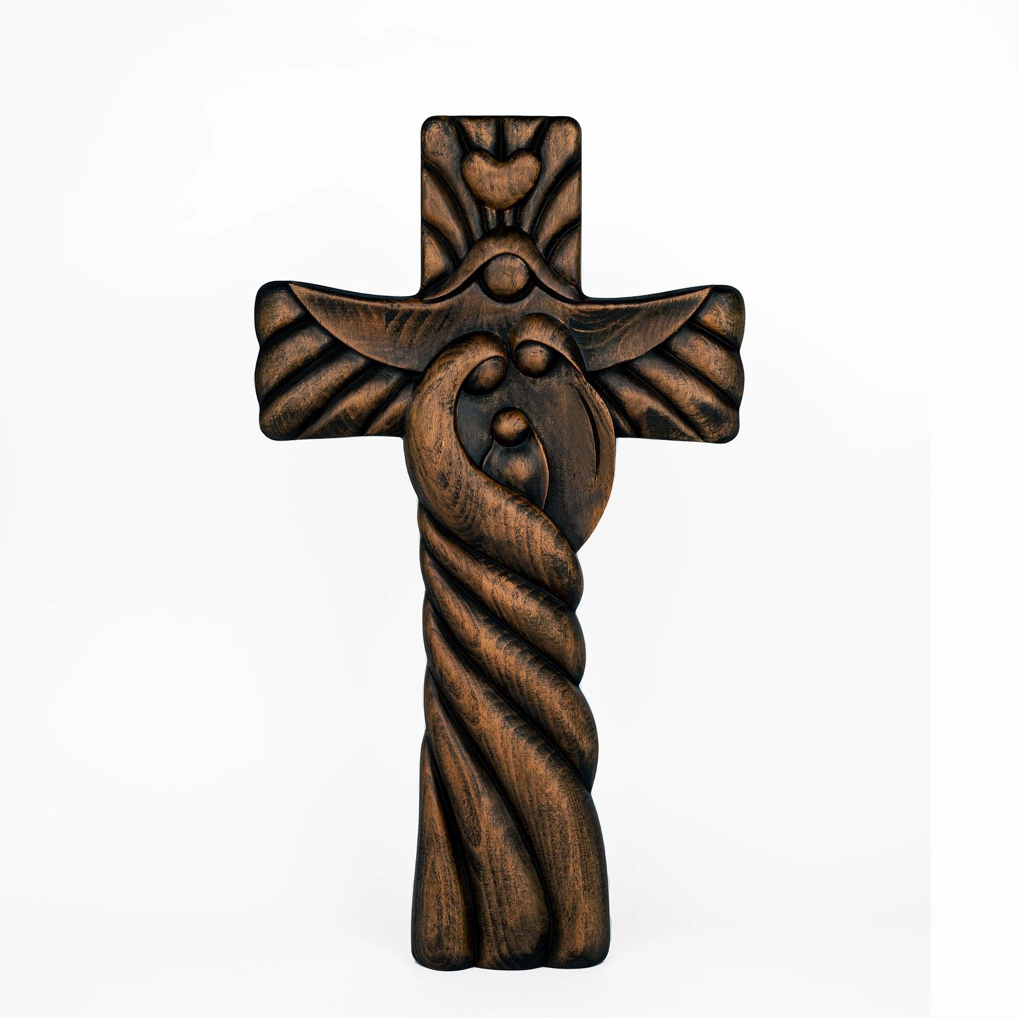 Carved Wooden Cross of the Holy Family-Viarello