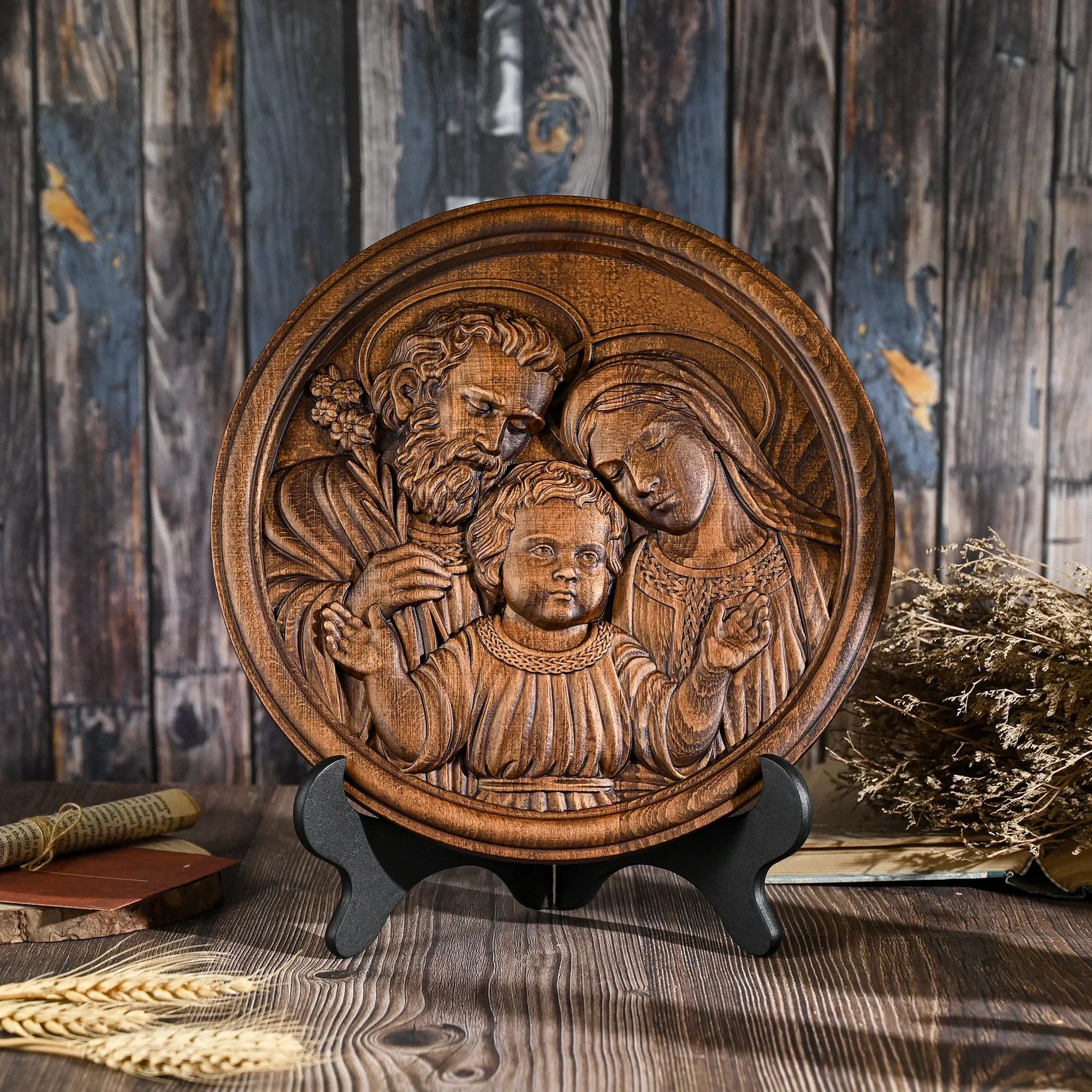 Holy Family Wooden Painting-Viarello