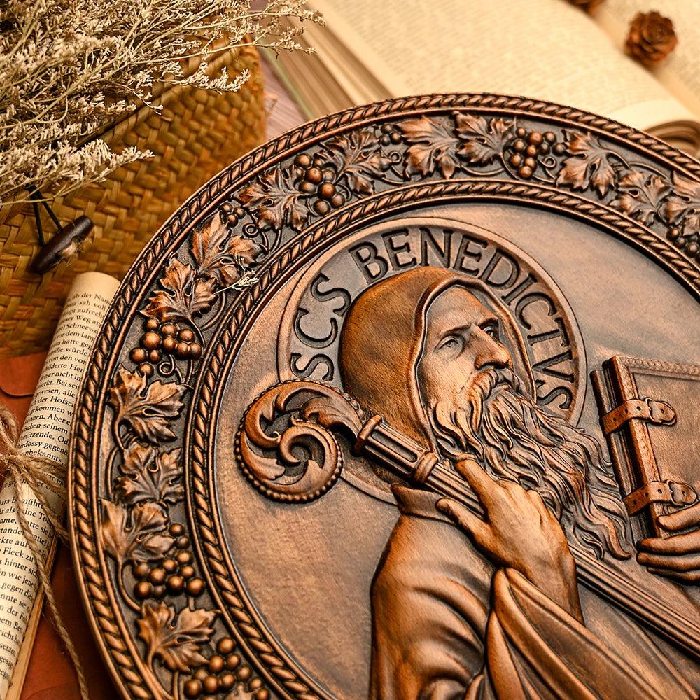 Icon of Saint Benedict in Wood-Viarello