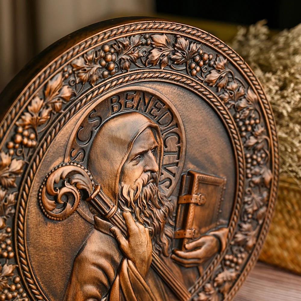 Icon of Saint Benedict in Wood-Viarello
