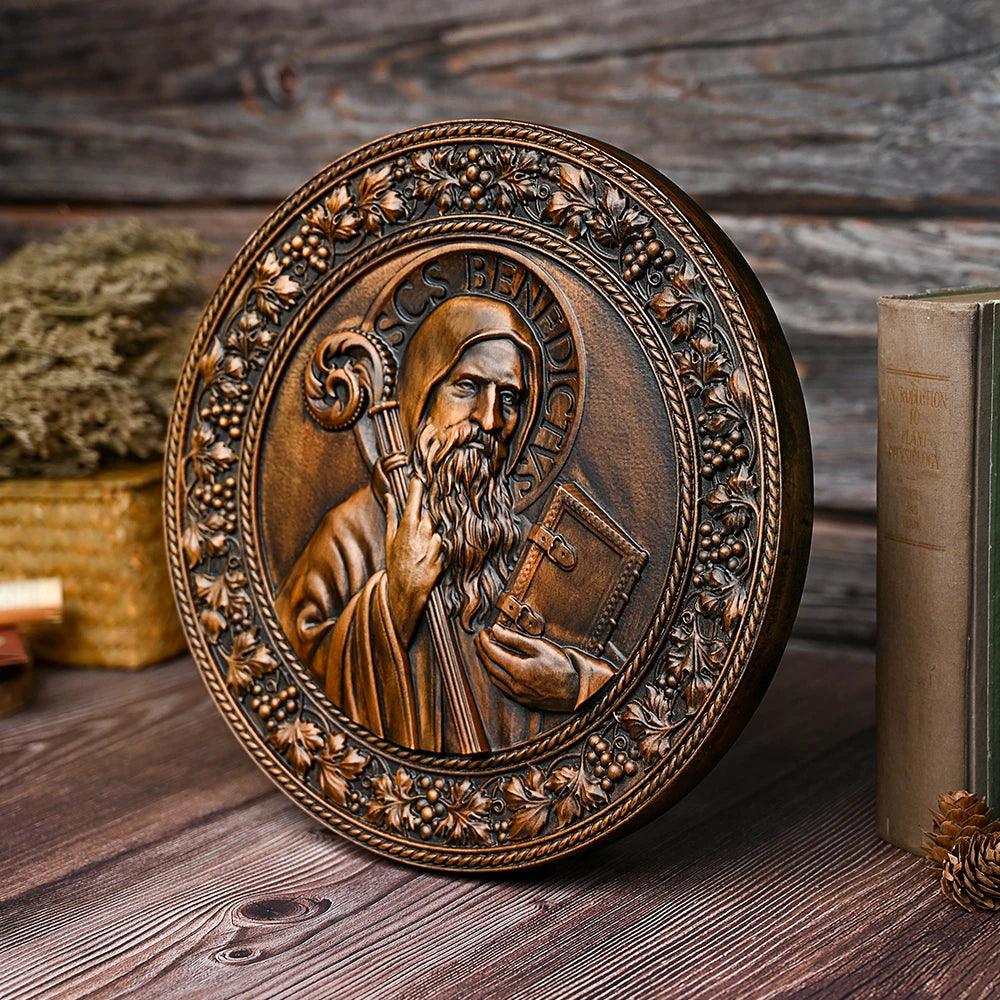 Icon of Saint Benedict in Wood-Viarello