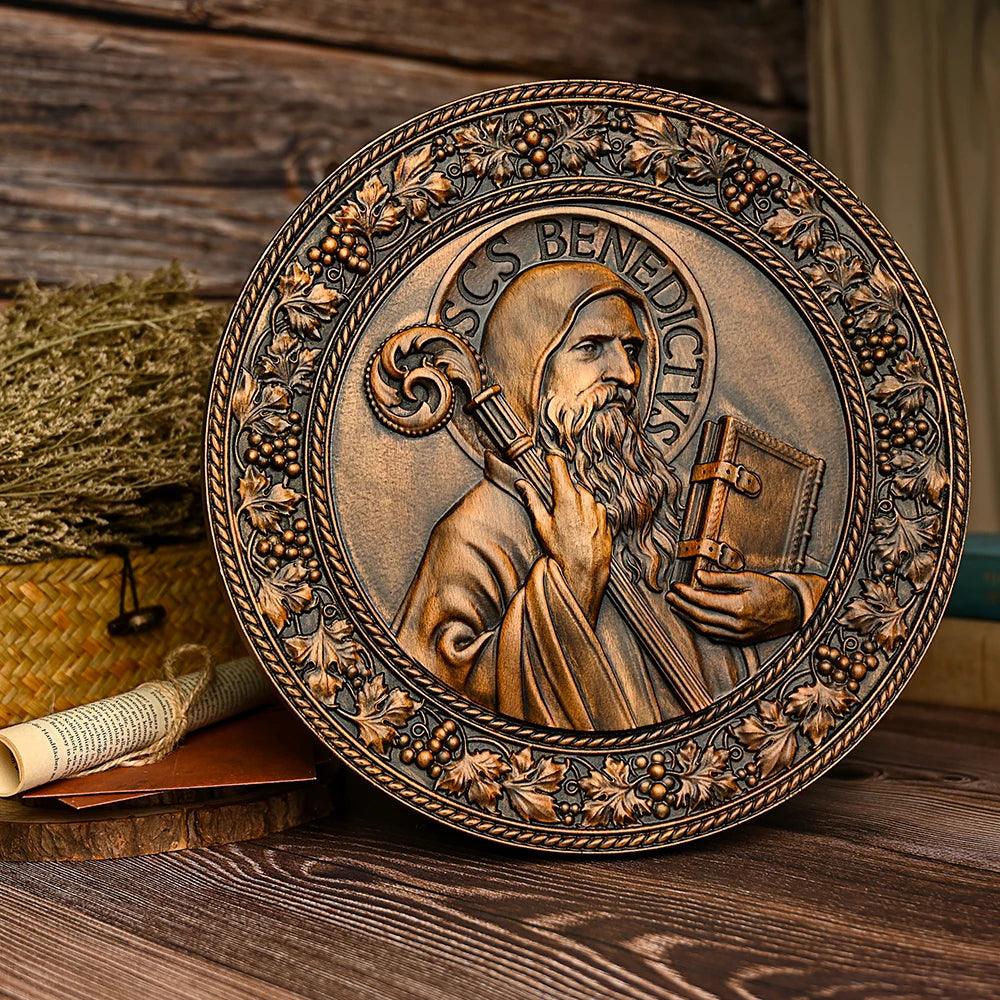 Icon of Saint Benedict in Wood-Viarello