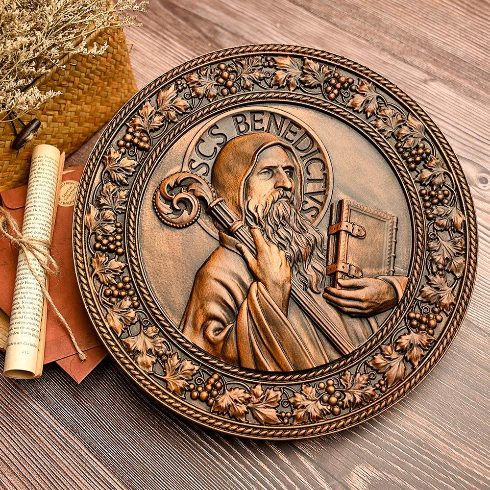 Icon of Saint Benedict in Wood-Viarello
