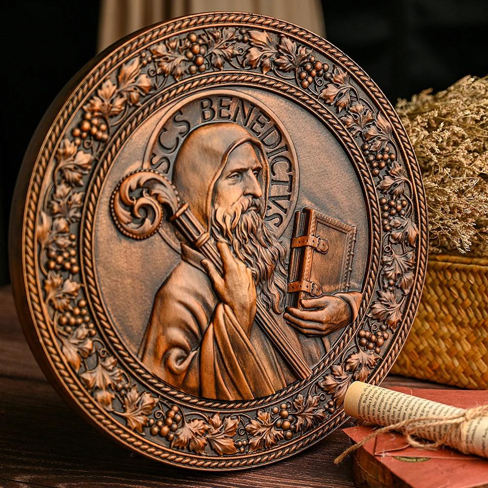 Icon of Saint Benedict in Wood-Viarello