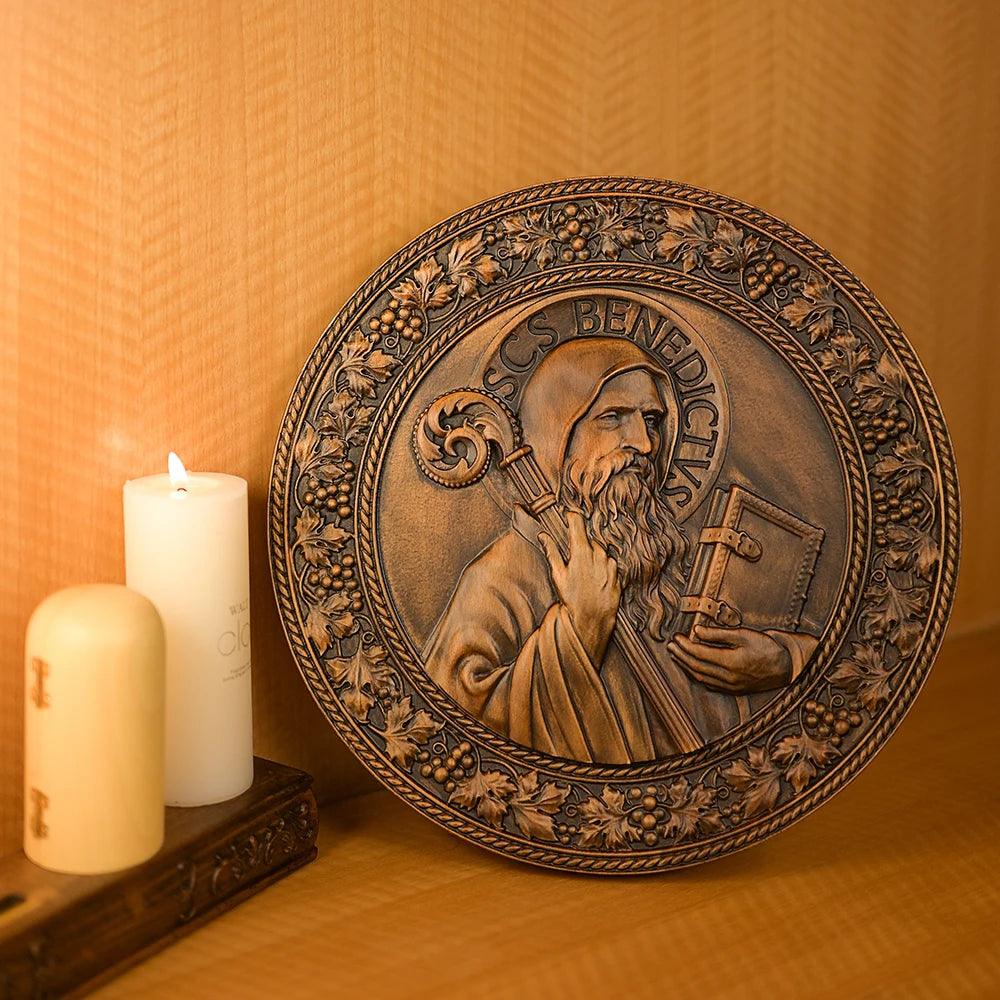 Icon of Saint Benedict in Wood-Viarello