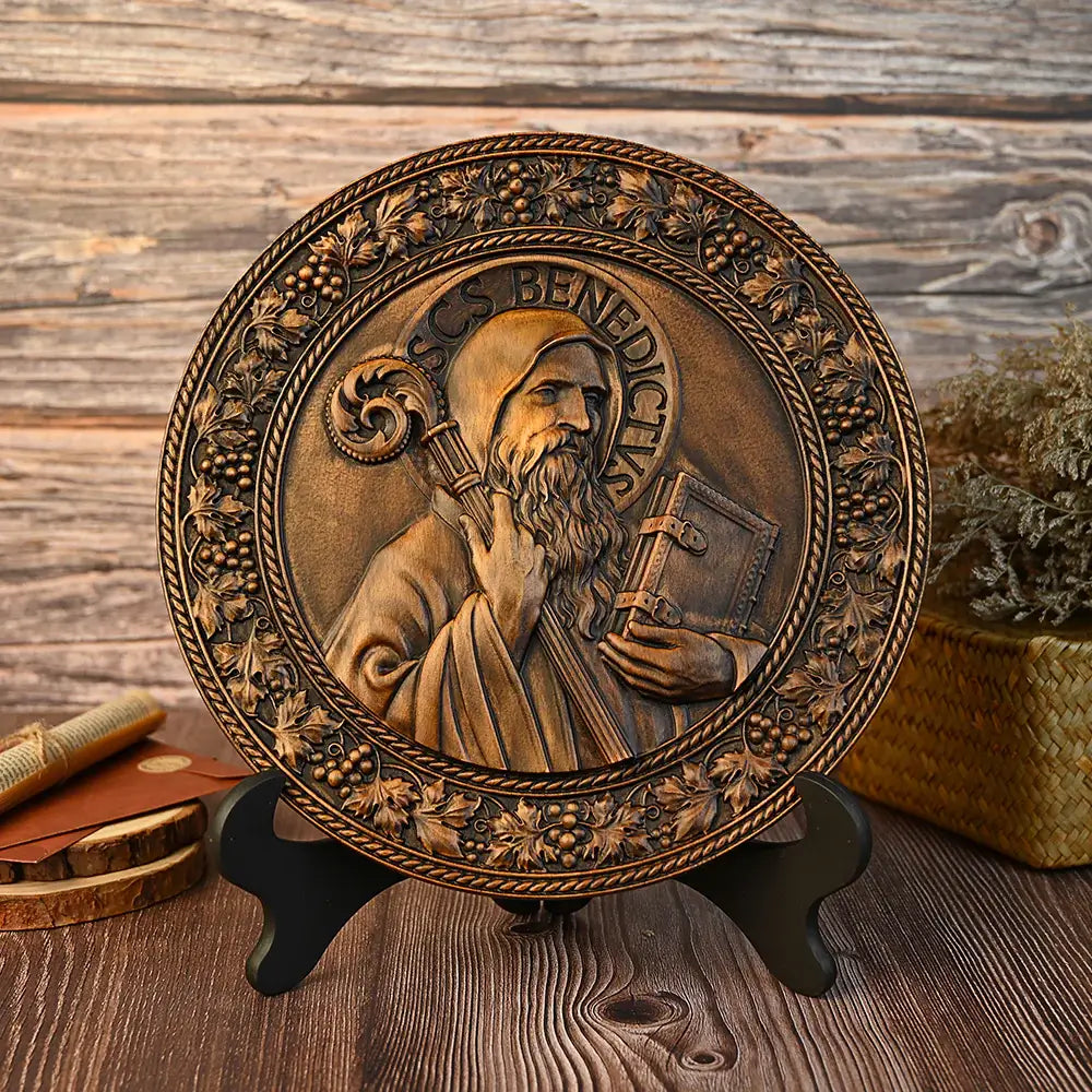 Icon of Saint Benedict in Wood-Viarello
