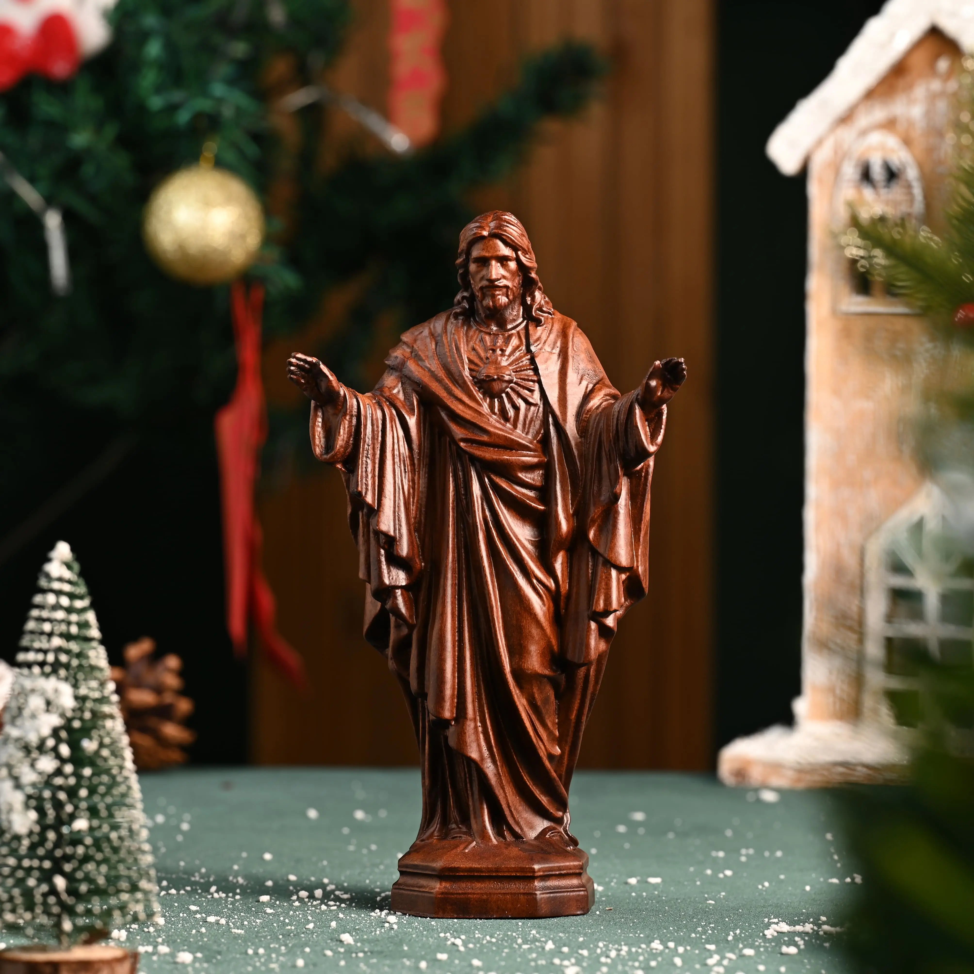 Image of the Sacred Heart of Jesus in Wood-Viarello
