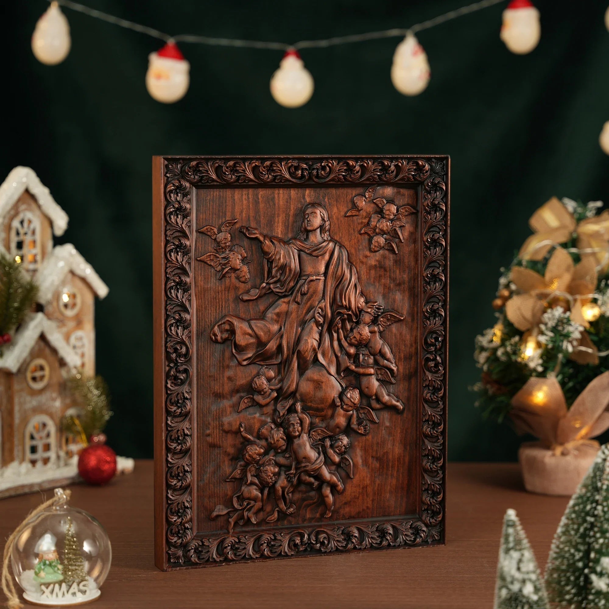 Immaculate Conception Painting in Wood-Viarello