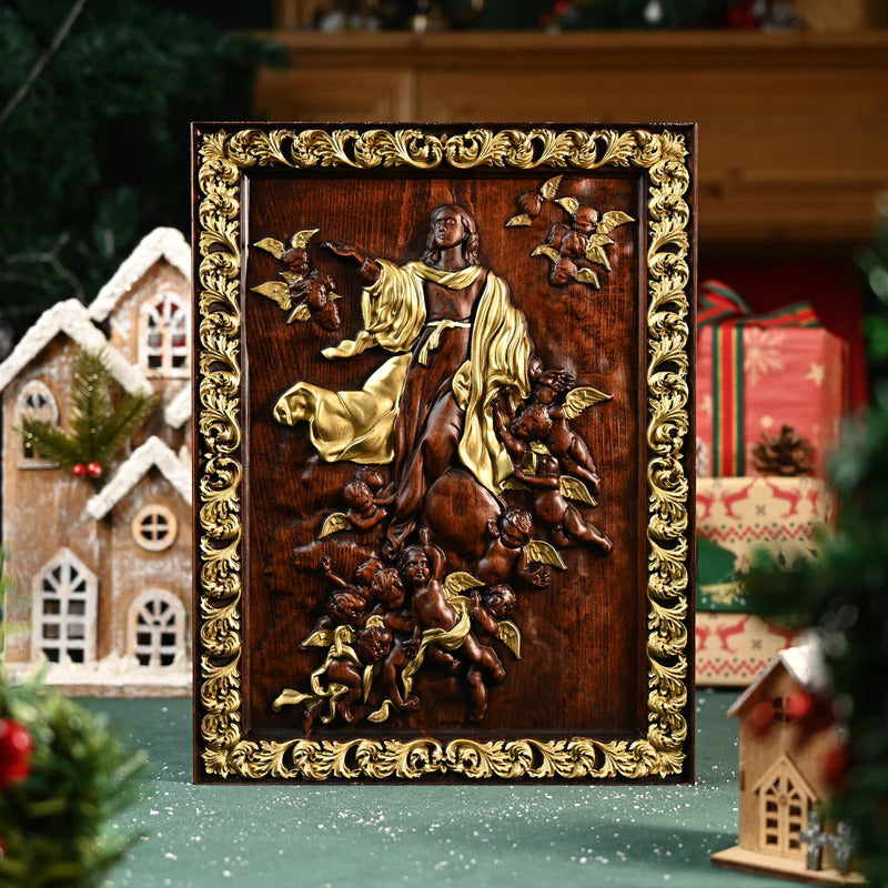 Immaculate Conception Painting in Wood-Viarello